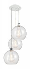  113B-3P-WPC-G124-12 - Athens - 3 Light - 18 inch - White Polished Chrome - Cord Hung - Multi Pendant