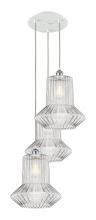  113B-3P-WPC-G212 - Springwater - 3 Light - 19 inch - White Polished Chrome - Cord Hung - Multi Pendant