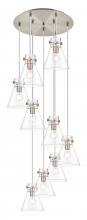  119-410-1PS-SN-G411-8CL - Newton Cone - 9 Light - 22 inch - Brushed Satin Nickel - Multi Pendant