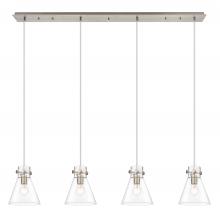  124-410-1PS-SN-G411-8CL - Newton Cone - 4 Light - 52 inch - Brushed Satin Nickel - Linear Pendant