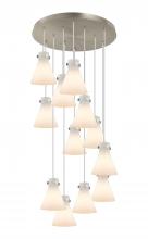  126-410-1PS-SN-G411-8WH - Newton Cone - 12 Light - 27 inch - Brushed Satin Nickel - Multi Pendant