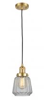  201C-SG-G142 - Chatham - 1 Light - 7 inch - Satin Gold - Cord hung - Mini Pendant