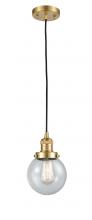  201C-SG-G204-6 - Beacon - 1 Light - 6 inch - Satin Gold - Cord hung - Mini Pendant