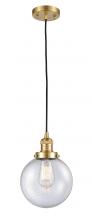  201C-SG-G204-8 - Beacon - 1 Light - 8 inch - Satin Gold - Cord hung - Mini Pendant