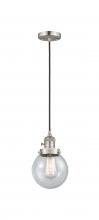  201CSW-SN-G204-6 - Beacon - 1 Light - 6 inch - Brushed Satin Nickel - Cord hung - Mini Pendant