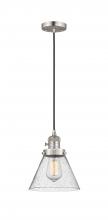  201CSW-SN-G44-LED - Cone - 1 Light - 8 inch - Brushed Satin Nickel - Cord hung - Mini Pendant