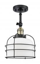  201F-BAB-G71-CE - Bell Cage - 1 Light - 9 inch - Black Antique Brass - Semi-Flush Mount