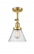  201F-SG-G44-LED - Cone - 1 Light - 8 inch - Satin Gold - Semi-Flush Mount