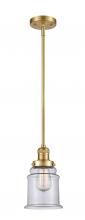  201S-SG-G182 - Canton - 1 Light - 7 inch - Satin Gold - Stem Hung - Mini Pendant