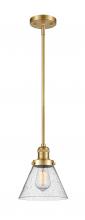  201S-SG-G44-LED - Cone - 1 Light - 8 inch - Satin Gold - Stem Hung - Mini Pendant