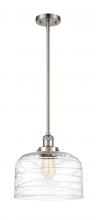  201S-SN-G713-L-LED - Bell - 1 Light - 12 inch - Brushed Satin Nickel - Stem Hung - Mini Pendant