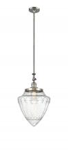  206-SN-G664-12-LED - Bullet - 1 Light - 12 inch - Brushed Satin Nickel - Stem Hung - Mini Pendant