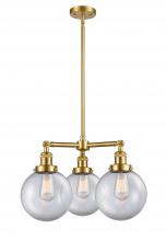  207-SG-G202-8 - Beacon - 3 Light - 22 inch - Satin Gold - Stem Hung - Chandelier