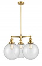  207-SG-G204-10 - Beacon - 3 Light - 24 inch - Satin Gold - Stem Hung - Chandelier