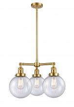  207-SG-G204-8 - Beacon - 3 Light - 22 inch - Satin Gold - Stem Hung - Chandelier