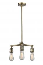  207NH-AB - Bare Bulb 3 Light Chandelier