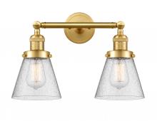  208-SG-G64-LED - Cone - 2 Light - 16 inch - Satin Gold - Bath Vanity Light