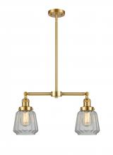  209-SG-G142-LED - Chatham - 2 Light - 21 inch - Satin Gold - Stem Hung - Island Light