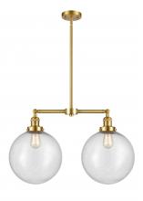  209-SG-G204-12-LED - Beacon - 2 Light - 27 inch - Satin Gold - Stem Hung - Island Light