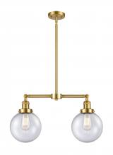  209-SG-G204-8 - Beacon - 2 Light - 25 inch - Satin Gold - Stem Hung - Island Light