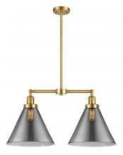  209-SG-G43-L - Cone - 2 Light - 21 inch - Satin Gold - Stem Hung - Island Light