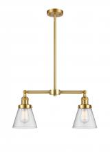  209-SG-G64 - Cone - 2 Light - 21 inch - Satin Gold - Stem Hung - Island Light