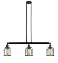  213-BK-G58-CE - Bell Cage - 3 Light - 39 inch - Matte Black - Stem Hung - Island Light