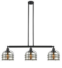  213-BK-G78-CE - Bell Cage - 3 Light - 42 inch - Matte Black - Stem Hung - Island Light