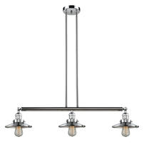  213-PC-M7-LED - Railroad - 3 Light - 41 inch - Polished Chrome - Stem Hung - Island Light