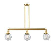  213-SG-G204-6 - Beacon - 3 Light - 39 inch - Satin Gold - Stem Hung - Island Light