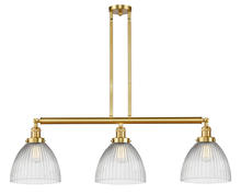  213-SG-G222-LED - Seneca Falls - 3 Light - 39 inch - Satin Gold - Stem Hung - Island Light