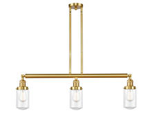  213-SG-G312-LED - Dover - 3 Light - 37 inch - Satin Gold - Stem Hung - Island Light