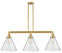  213-SG-G44-L - Cone - 3 Light - 44 inch - Satin Gold - Stem Hung - Island Light