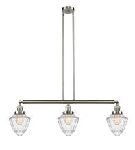  213-SN-G664-7-LED - Bullet - 3 Light - 38 inch - Brushed Satin Nickel - Stem Hung - Island Light