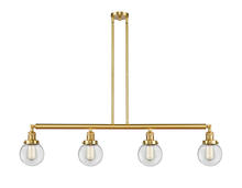  214-SG-G202-6-LED - Beacon - 4 Light - 51 inch - Satin Gold - Stem Hung - Island Light