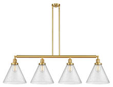  214-SG-G44-L-LED - Cone - 4 Light - 56 inch - Satin Gold - Stem Hung - Island Light