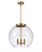  221-3S-BB-G122-16 - Athens - 3 Light - 16 inch - Brushed Brass - Cord hung - Pendant