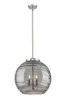  221-3S-SN-G1213-18SM - Athens Deco Swirl - 3 Light - 18 inch - Brushed Satin Nickel - Cord hung - Pendant