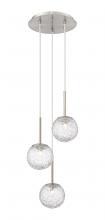  320-3P-SN-G320-6CL-SN - Barrington - 3 Light - 12 inch - Brushed Satin Nickel - Cord hung - Mini Pendant