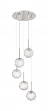  320-5P-SN-G320-6CL-SN - Barrington - 5 Light - 16 inch - Brushed Satin Nickel - Cord hung - Mini Pendant