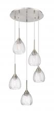  323-5P-SN-G323-6CL - Berkshire - 5 Light - 19 inch - Brushed Satin Nickel - Cord Hung - Multi Pendant