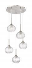  323-5P-SN-G323-7CL - Berkshire - 5 Light - 20 inch - Brushed Satin Nickel - Cord Hung - Multi Pendant