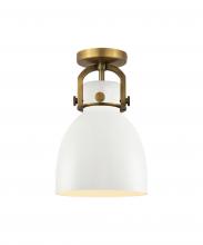  410-1F-BB-M412-8W - Newton Bell - 1 Light - 8 inch - Brushed Brass - Flush Mount