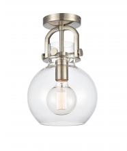  410-1F-SN-8CL-LED - Newton Sphere - 1 Light - 8 inch - Brushed Satin Nickel - Flush Mount