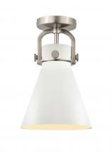  410-1F-SN-M411-8W - Newton Cone - 1 Light - 8 inch - Satin Nickel - Flush Mount