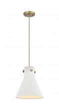  410-1PM-BB-M411-10W - Newton Cone - 1 Light - 10 inch - Brushed Brass - Cord hung - Pendant