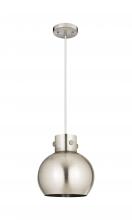  410-1PM-SN-M410-10SN - Newton Sphere - 1 Light - 10 inch - Satin Nickel - Cord hung - Pendant