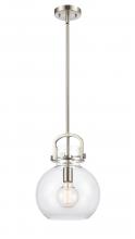  410-1S-SN-10CL-LED - Newton Sphere - 1 Light - 10 inch - Brushed Satin Nickel - Stem Hung - Mini Pendant