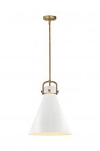  410-1SL-BB-M411-14W - Newton Cone - 1 Light - 14 inch - Brushed Brass - Pendant