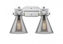  411-2W-SN-G411-7SM - Newton Cone - 2 Light - 17 inch - Brushed Satin Nickel - Bath Vanity Light